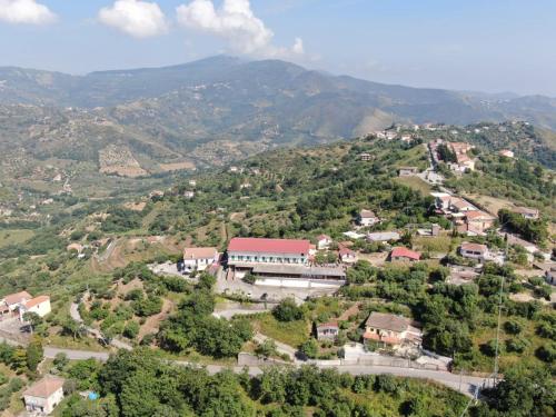 an aerial view of a village on a mountain at Madonna della Scala in Castellabate