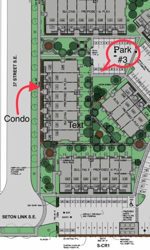 a map of the proposed plan for a park at Home Sweet Condo in Calgary