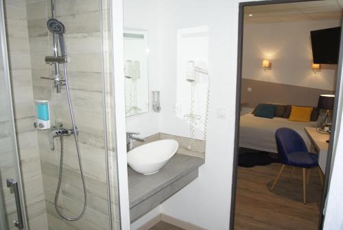 Ванна кімната в Hôtel Alphée