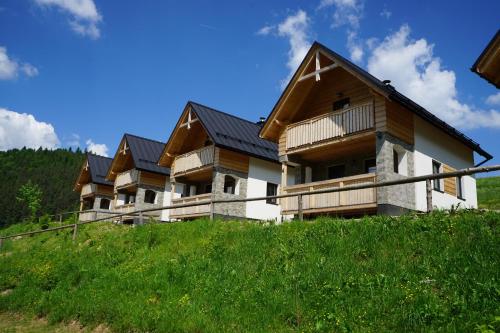 a row of houses on top of a hill at Rekreačna usadlosť Pieninka in Lesnica