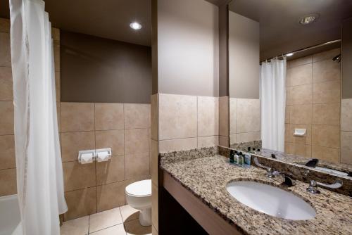 uma casa de banho com um lavatório e um WC em DoubleTree by Hilton Kingston em Kingston