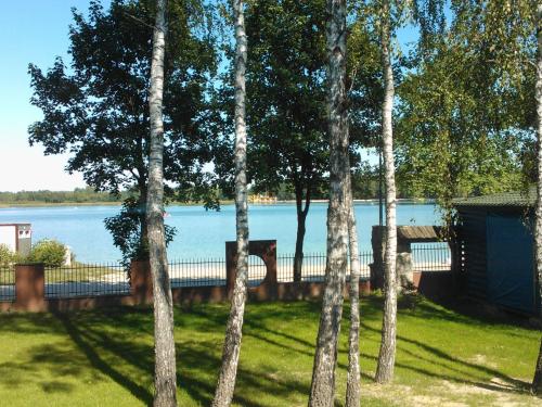 a group of trees in front of a body of water at Hotel & Spa Polesie in Białka