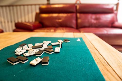 a pile of playing cards on a poker table at La Montaña Mágica Hotel Rural in Vibaño
