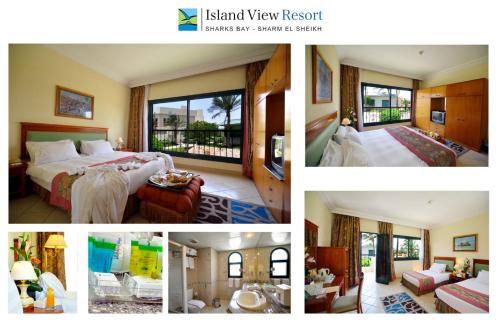 沙姆沙伊赫的住宿－島景度假酒店，一张酒店房间四张照片的拼贴图