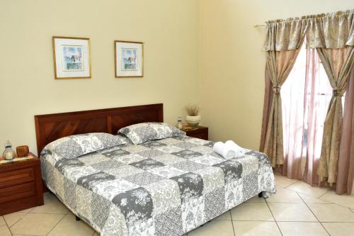 um quarto com uma cama e uma janela em Uyuca Vista Family Villa em Tegucigalpa