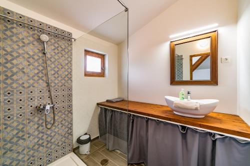Ванна кімната в Tagyon Birtok Kései szüret Apartmanház