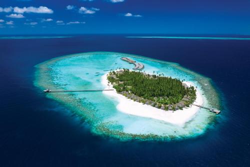 an island in the shape of a heart in the ocean at Baglioni Resort Maldives - Luxury All Inclusive in Dhaalu Atoll