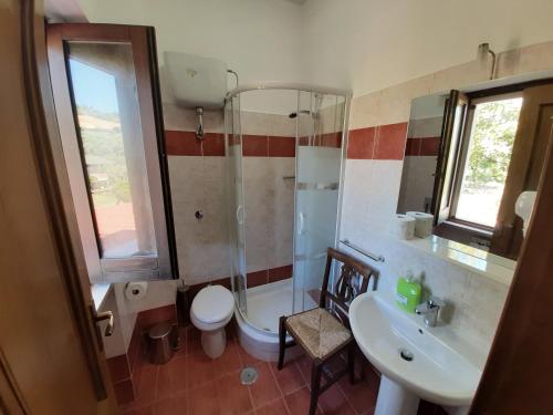 W łazience znajduje się prysznic, toaleta i umywalka. w obiekcie Agriturismo Petrilli w mieście Flumeri