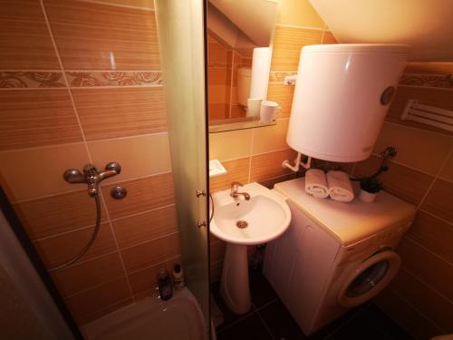 a small bathroom with a sink and a toilet at CENTRAL PARK SOKOBANJA in Soko Banja