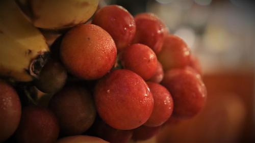 un mucchio di mele e banane su un mucchio di frutta di Landsteakhaus a Marxheim