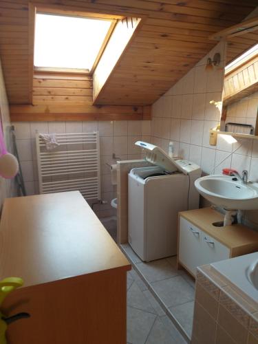 a small kitchen with a sink and a sink at Apartman Ala in Poprad