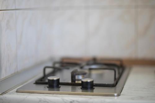 a stove top with two burners on top of it at House at Ortachala in Tbilisi City