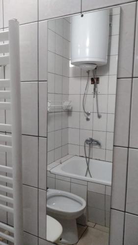 un baño con inodoro y bañera en Pandora, en Mavrovo