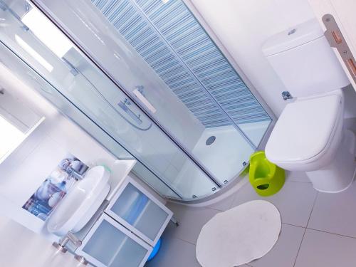 an overhead view of a bathroom with a toilet at Cro Behar 2 Apartments in Sveti Petar