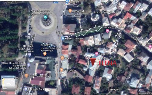 a map of a city with arrows on it at Guest House ELENA in Kutaisi