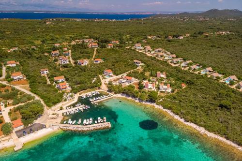 an aerial view of a resort on the beach at Villa Gellia in Ugljan