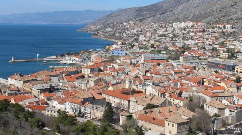 an aerial view of a town next to the water at Apartment Marino in Senj