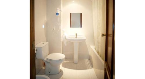 a bathroom with a toilet and a sink at Hotel Europa in L’Alfàs del Pi