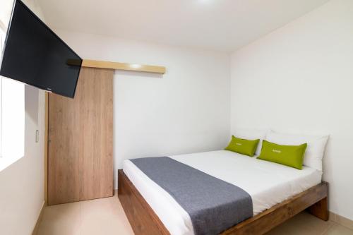 1 dormitorio con 1 cama y TV de pantalla plana en Ayenda 1240 Megua, en Medellín