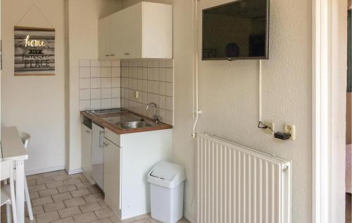 eine kleine Küche mit einem Waschbecken und einem WC in der Unterkunft Appartement 3 - De Eekhof in Hindeloopen