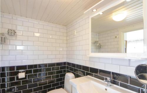 ÅnimskogにあるAwesome Home In nimskog With House Sea Viewのバスルーム(洗面台、トイレ、鏡付)