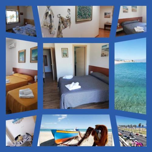 a collage of pictures of a hotel room at B&B Altamarea in Marina di Schiavonea