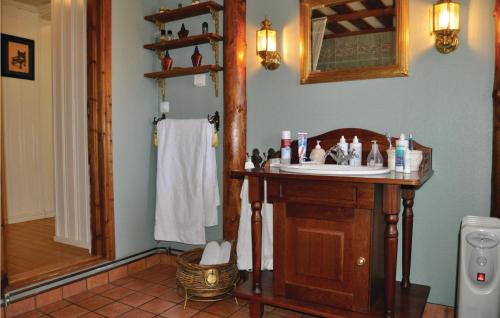 a bathroom with a sink and a mirror at Lovely Home In Mellerud With Kitchen in Mellerud