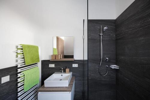 une salle de bain avec un lavabo et une douche dans l'établissement Appartement Meier, à Seefeld in Tirol