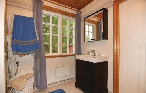 BrunskogにあるGorgeous Home In Brunskog With House Sea Viewのバスルーム(洗面台、鏡、窓付)