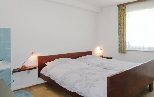 ein Schlafzimmer mit einem großen Bett und einem Fenster in der Unterkunft Awesome Apartment In Gerolstein-mllenborn With Kitchen in Roth