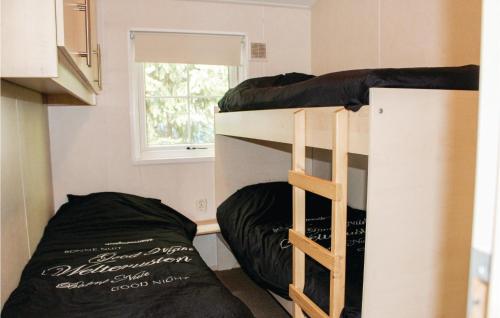 a room with two bunk beds and a window at Vlinder Oase in Rheezerveen
