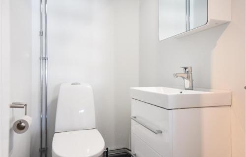 a white bathroom with a toilet and a sink at Three-Bedroom Holiday Home In Branas in Branäs