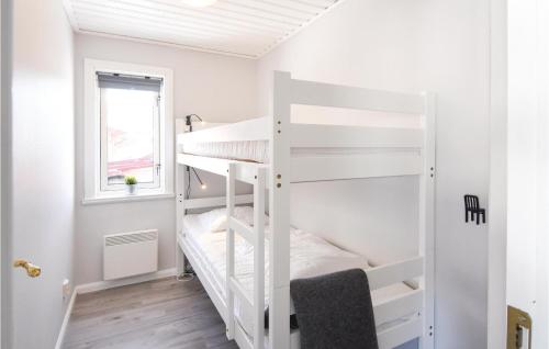um quarto com 2 beliches e uma janela em Awesome Home In Brans With Wifi em Branäs