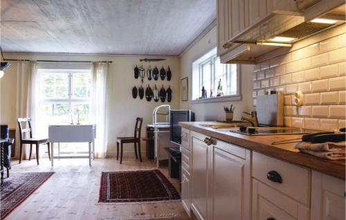 cocina con fregadero y encimera en Amazing Home In Borgholm With House Sea View, en Föra