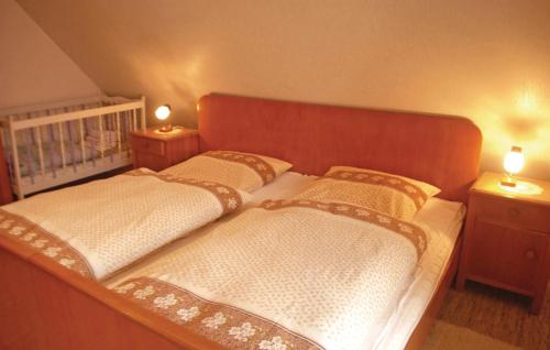 1 dormitorio con 2 camas y 2 luces en 2 mesas en Amazing Home In Alpirsbach-rmlinsdorf With 2 Bedrooms, en Marschalkenzimmern