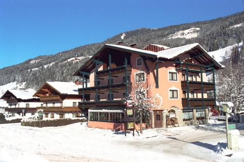 a large ski lodge with snow on the ground at Hotel Alpina in Kleinarl