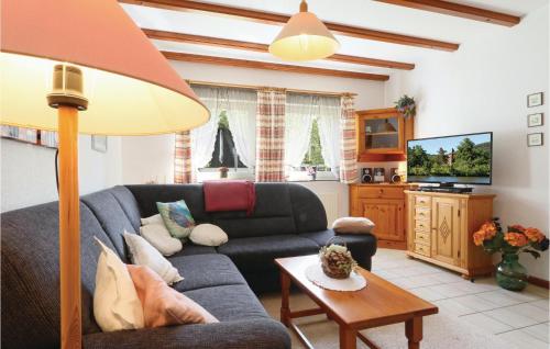 a living room with a couch and a tv at Ferienhaus 13 In Thalfang in Thalfang