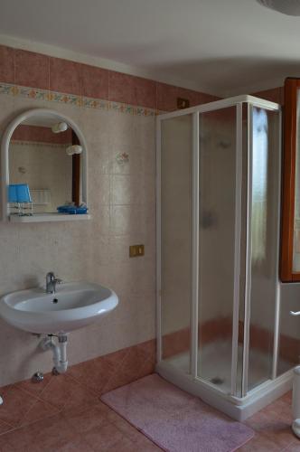a bathroom with a shower and a sink at Colle Del Barbarossa in Teolo
