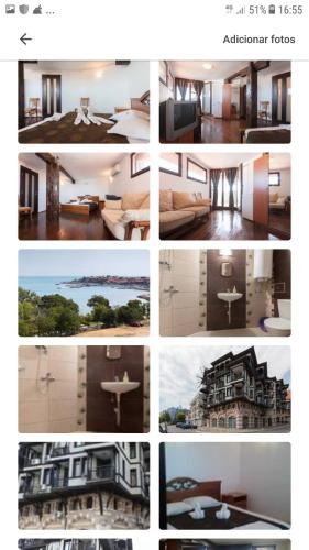a collage of different pictures of a apartment at Апартамент с изглед море и Стария Несебър in Nesebar
