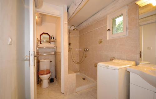 Gorgeous Home In Crillon Le Brave With Wifi في كريلون-لو-براف: حمام مع دش ومرحاض ومغسلة