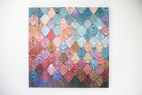 a quilt with many different colored hearts at Residenza del Sele in Foggia