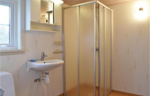 ボリホルムにあるAwesome Home In Borgholm With 3 Bedroomsのバスルーム(シンク、シャワー付)