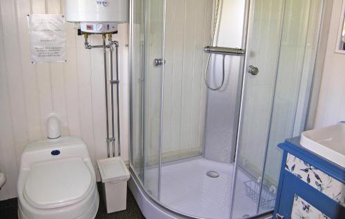 mała łazienka z prysznicem i toaletą w obiekcie Nice Home In Sjtofta With Kitchen w mieście Sjötofta