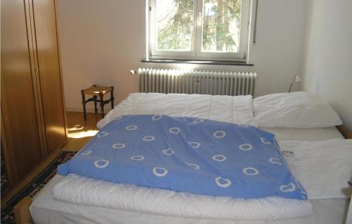 a bed with a blue pillow on top of it at Awesome Home In Kelkheim-eppenhain With Wifi in Vockenhausen