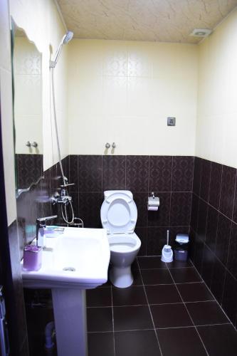 y baño con aseo y lavamanos. en SİMSEK HOTEL&Restourant, en Qax