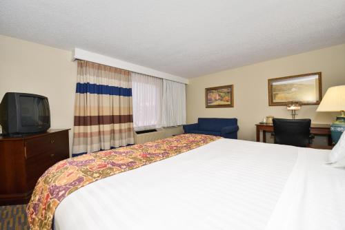 a hotel room with a bed and a tv at Lamplighter Inn-South in Springfield