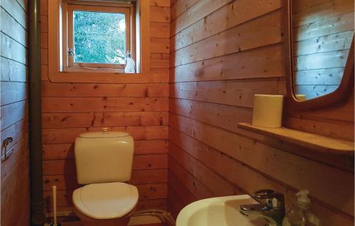 baño con aseo y lavabo y ventana en 3 Bedroom Stunning Home In Farsund en Farsund