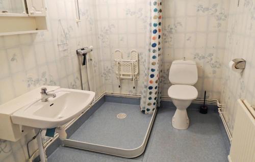 een badkamer met een wastafel en een toilet bij Holiday home Flattinge Vittaryd IV in Kvänarp