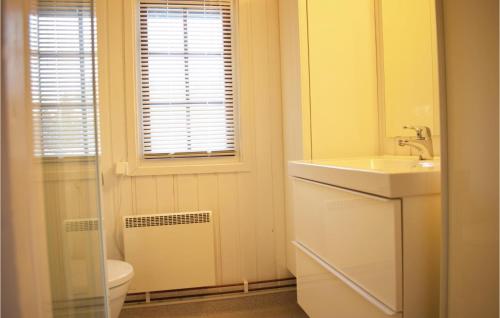 a bathroom with a sink and a toilet and a window at Stunning Home In Eggedal With Kitchen in Eggedal