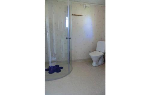 ein Bad mit einer Dusche und einem WC in der Unterkunft Lovely Home In Frjestaden With Ethernet Internet in Färjestaden